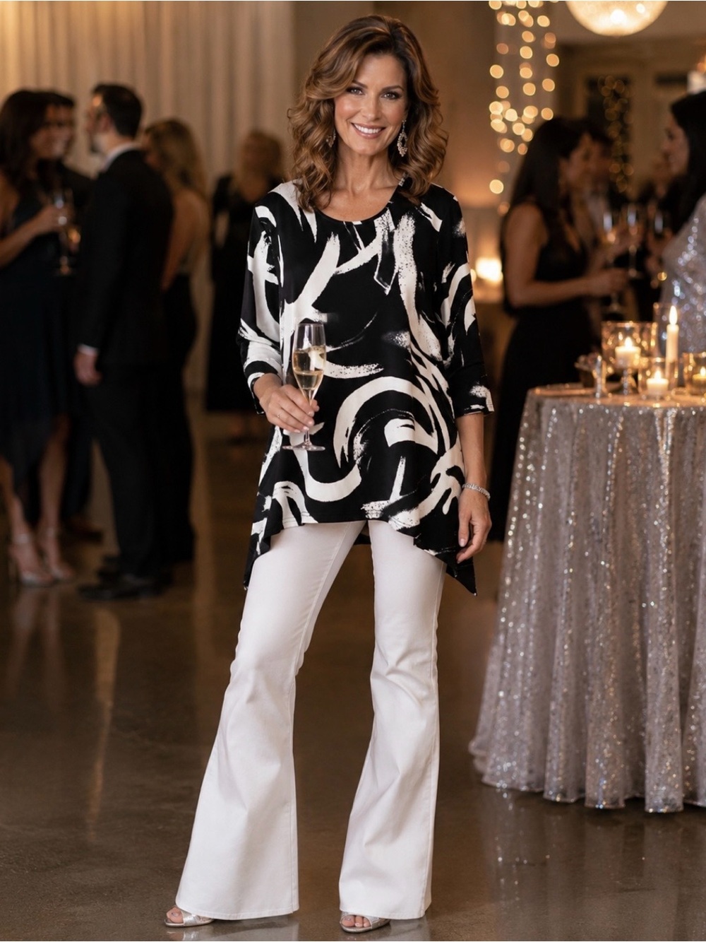 Gardy brand black & white tunic top